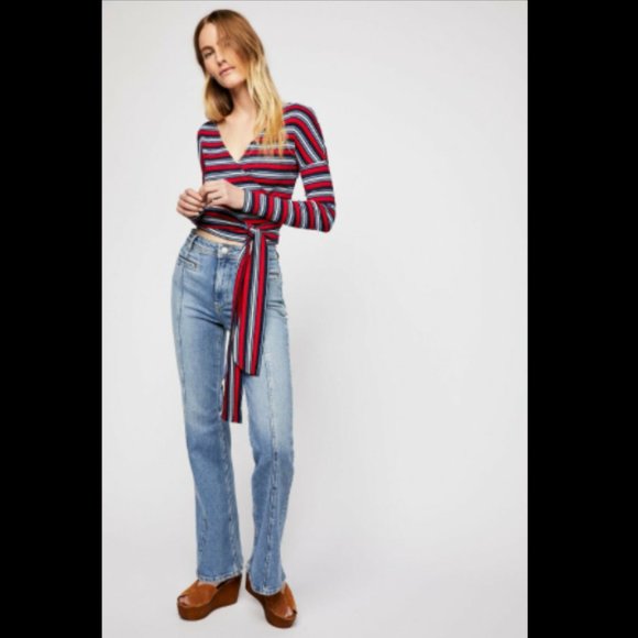 Free People Always With Me Wrap style Long Sleeve Tee EUC!  Size Small - Picture 3 of 13